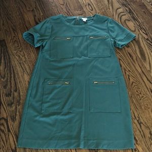 Green J. Crew shift dress.